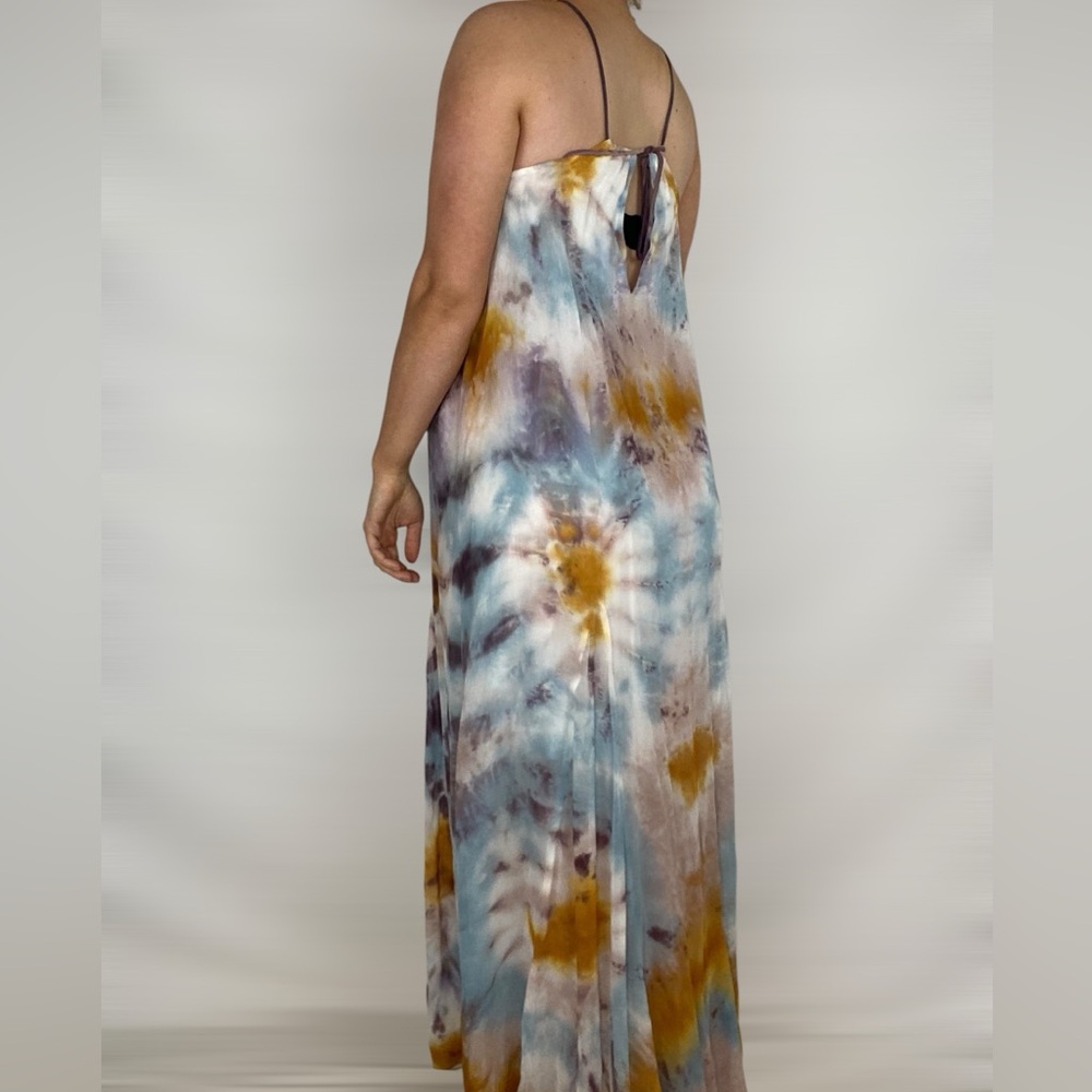 YOUNG FABULOUS & BROKE Elie Trapeze Maxi Dress in Pink Silver Venus Tie Dye - Picture 3 of 6